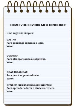 Gastar, guardar, doar e investir — divisão simples