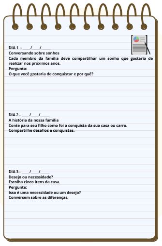 Um desafio por dia, com pergunta e conversa em família